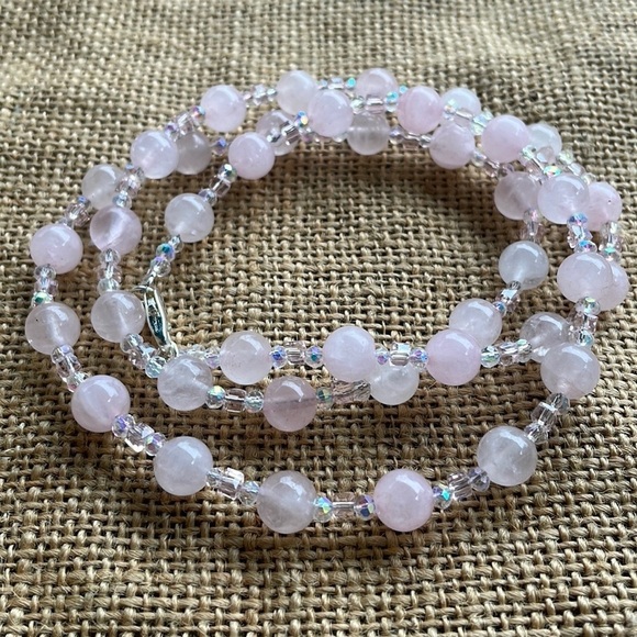 Rose quartz crystal spacers 8mm Necklace Handmade Amazing unique Rare - Picture 5 of 7